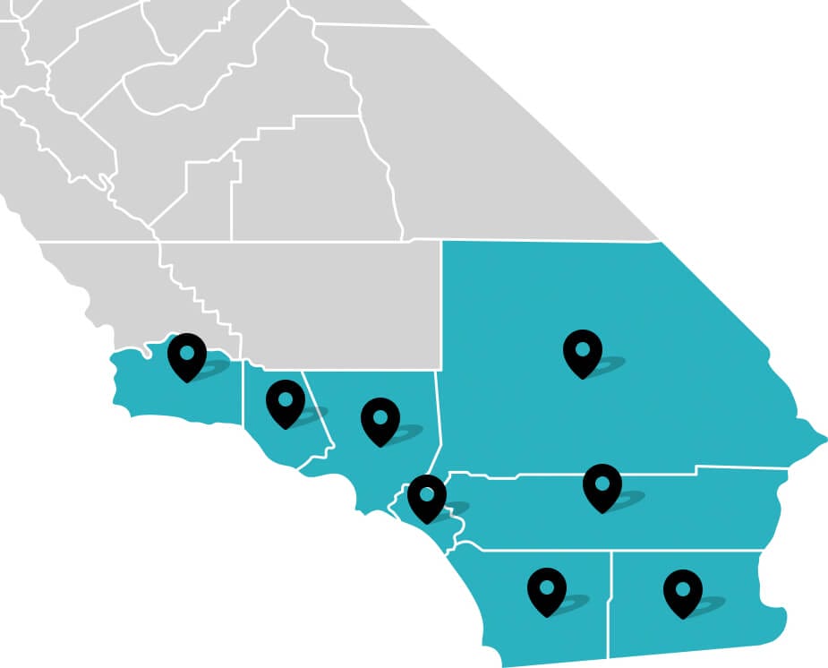 Map of counties we serve in Southern California